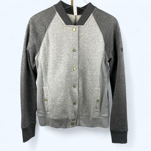 Under Armour Cold Gear Womens Varisty Fleece Bomber Jacket size M Gray